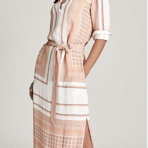 NWT Reiss Harper Mono Scarf Print Midi Dress